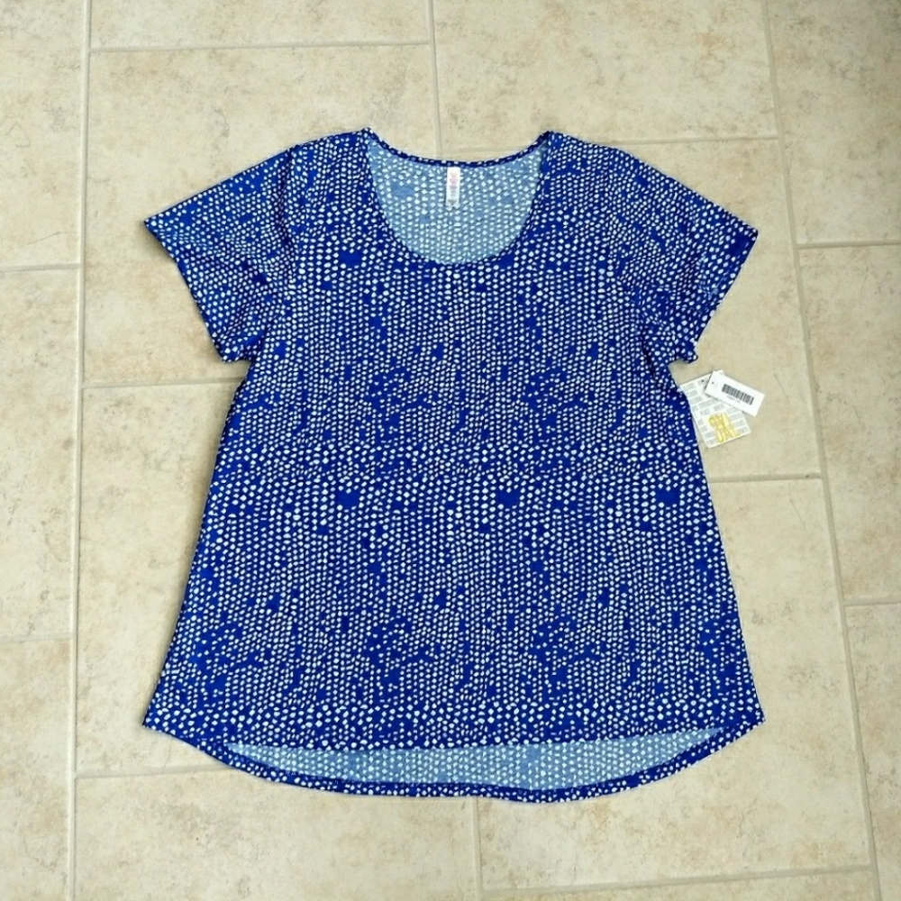 LuLaRoe Classic Tee Short Sleeve Blue & White 3X